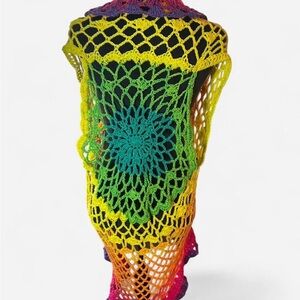 Handmade Crochet Multicolor Boho Shawl